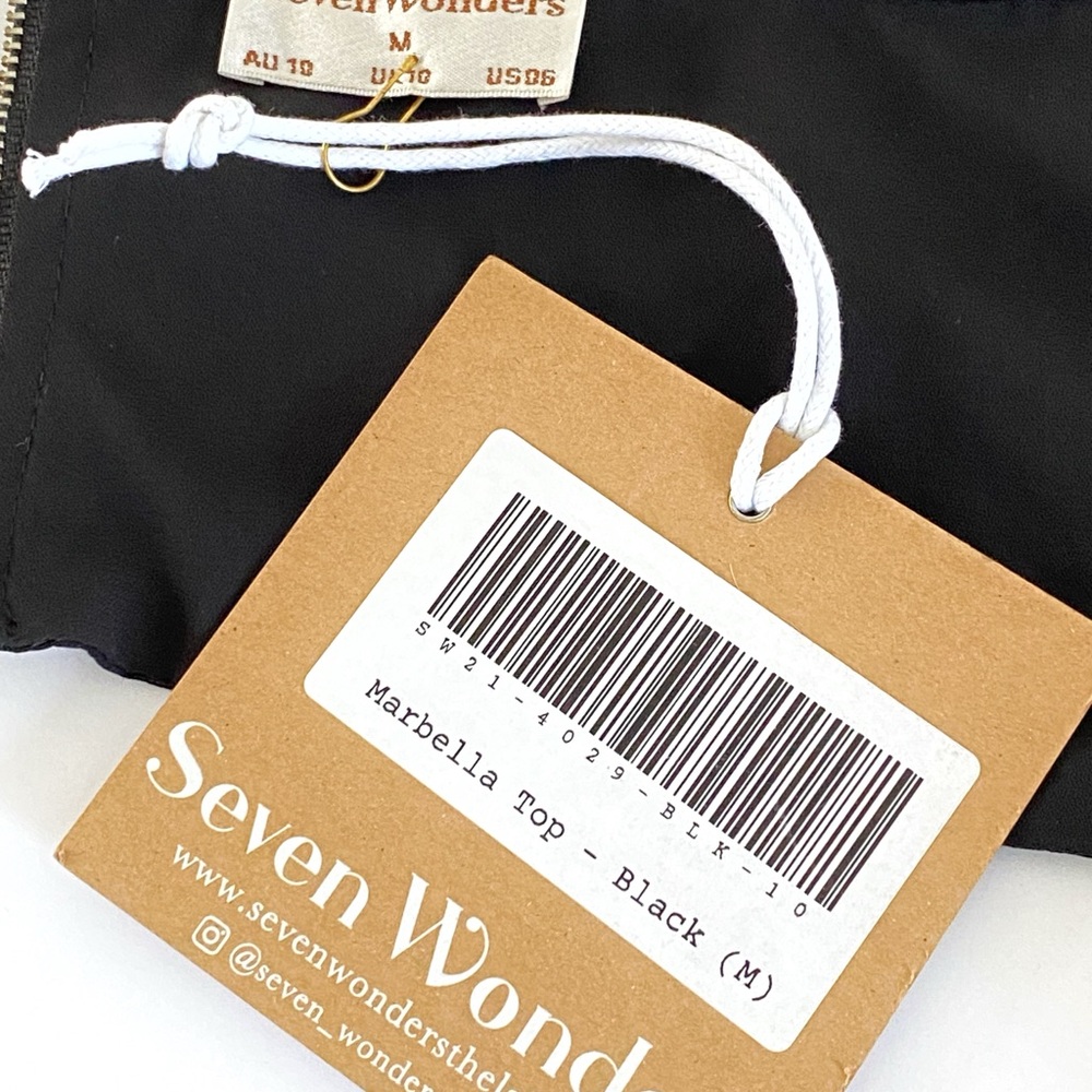 SEVEN WONDERS BLACK MARBELLA SINGLE STRAP FRONT KNOT CROP TOP - Picture 7 of 9